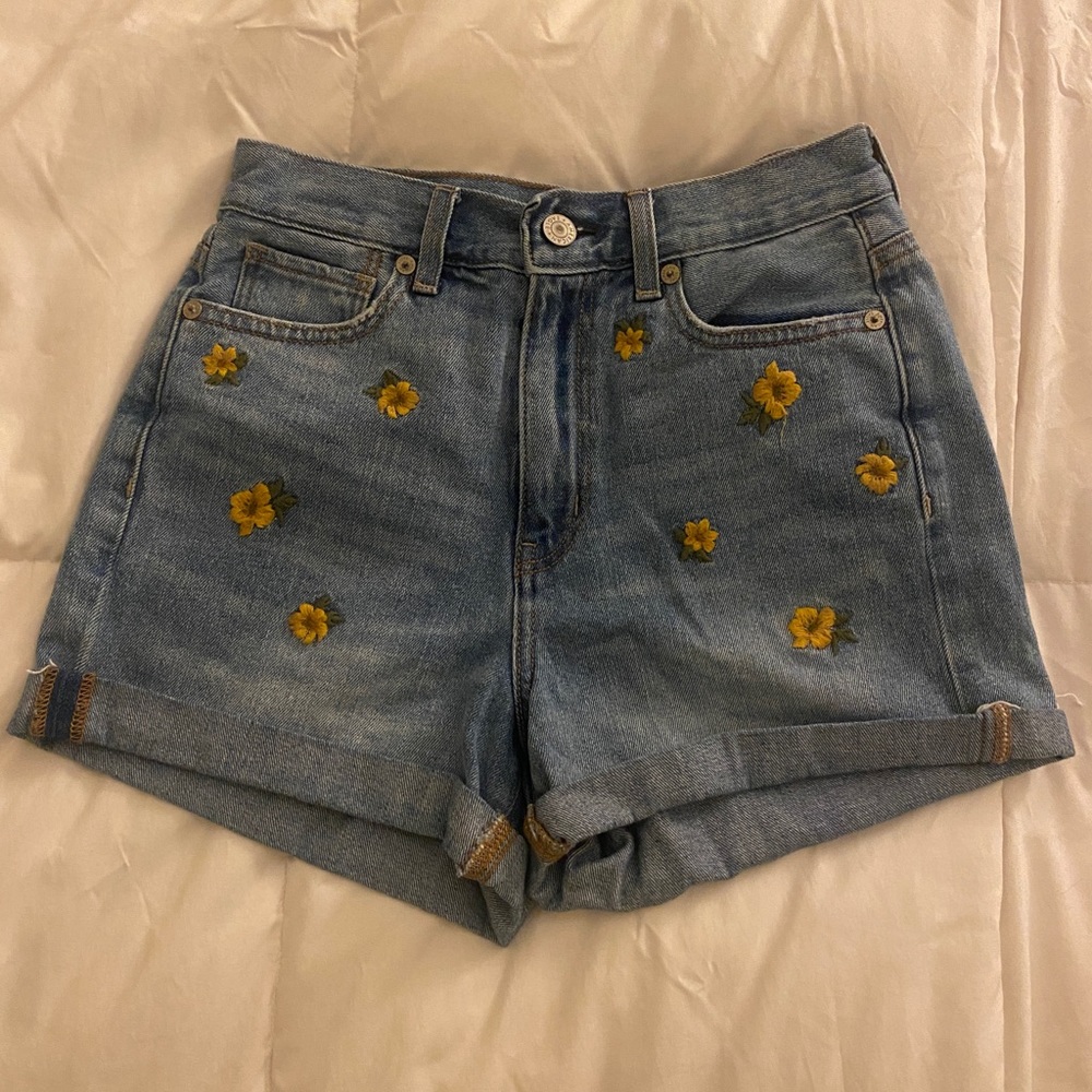 AE Embroidered Denim Shorts